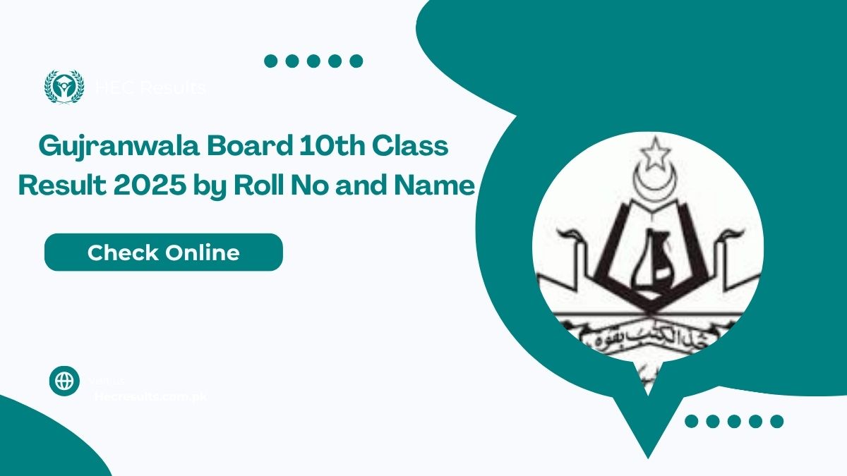 Gujranwala Board Matric 10th Class Result 2025 by Roll No and Name