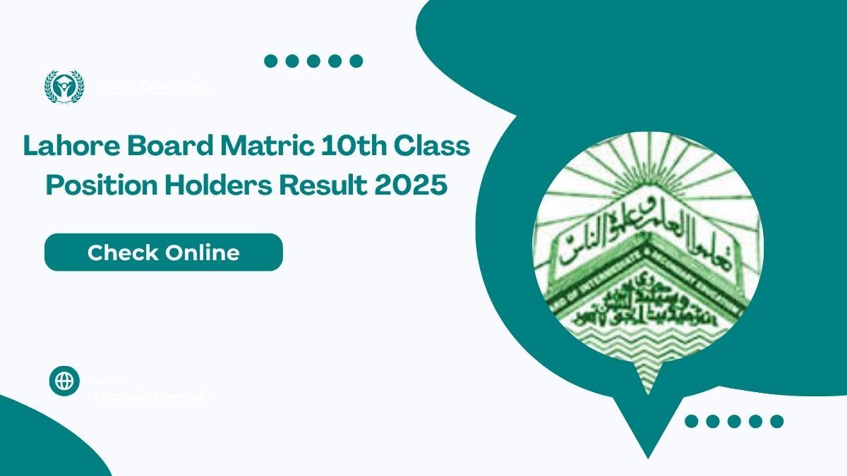 Lahore Board Matric 10th Class Position Holders Result 2025