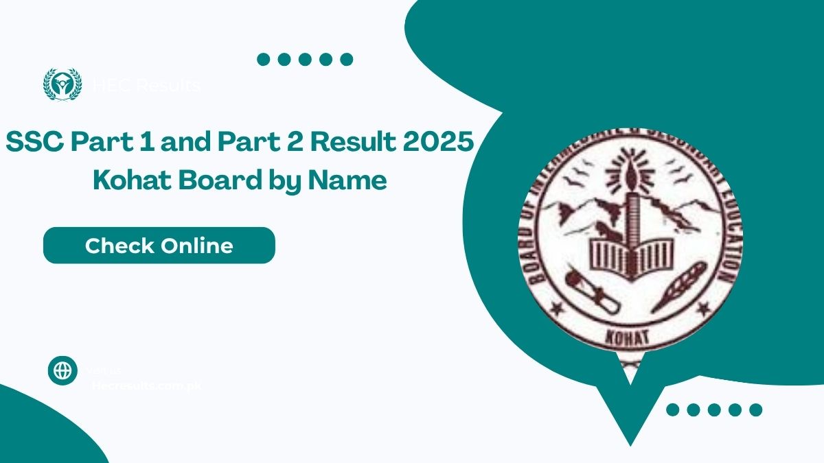 SSC Part 1 and Part 2 Result 2025 Kohat Board by Name