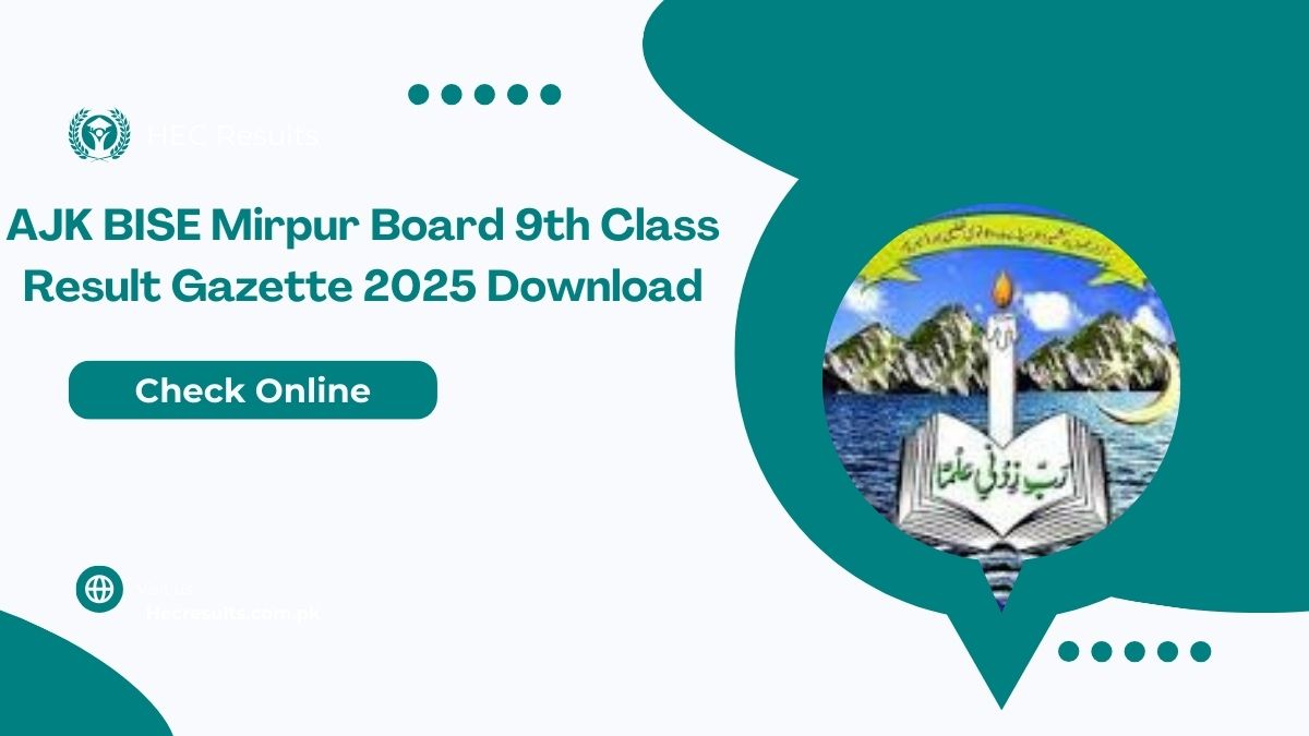 AJK BISE Mirpur Board 9th Class Result Gazette 2025 Download