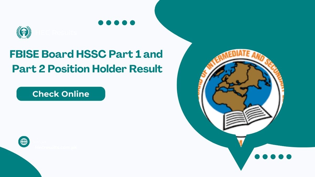 FBISE Board HSSC Part 1 and Part 2 Position Holder Result 2025