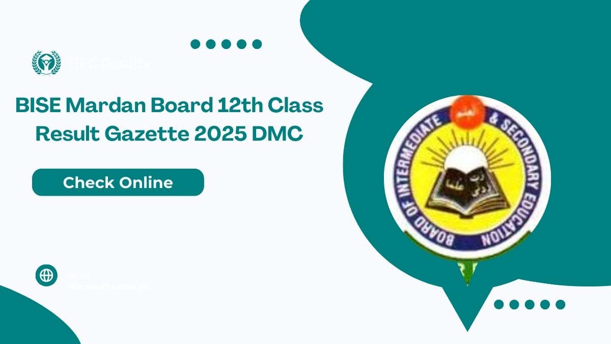BISE Mardan Board 12th Class Result Gazette 2025 DMC Download PDF